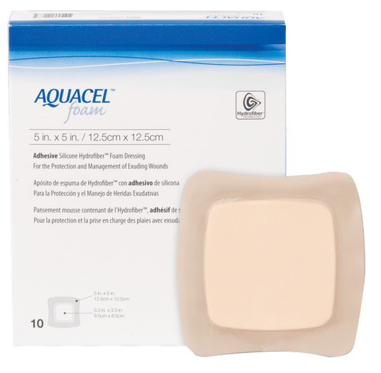 Aquacel Gelling Adhesive Foam Dressing 5" x 5" (Box of 10)