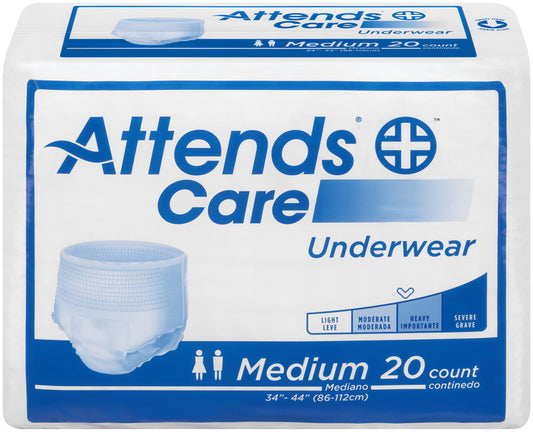 Attends Care Underwear, Moderate-Heavy Absorbency, Medium, 34" - 44" (Package of 25)