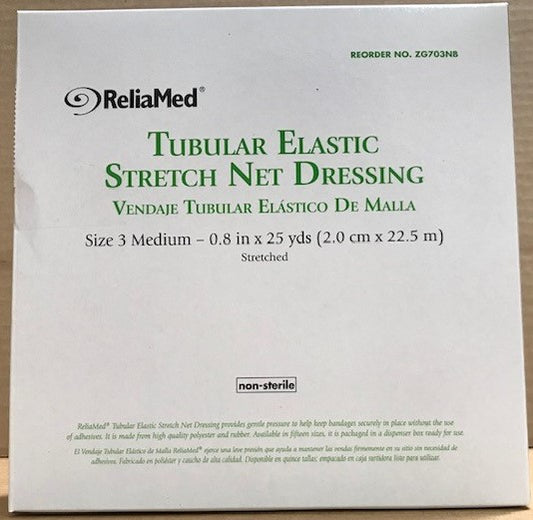 ReliaMed Tubular Elastic Stretch Net Dressing, Medium 5" - 6" x 25 yds. (Hand, Arm, Leg and Foot)