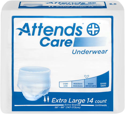Attends Care Underwear, Moderate-Heavy Absorbency, Extra Large, 58" - 68" (Package of 25)