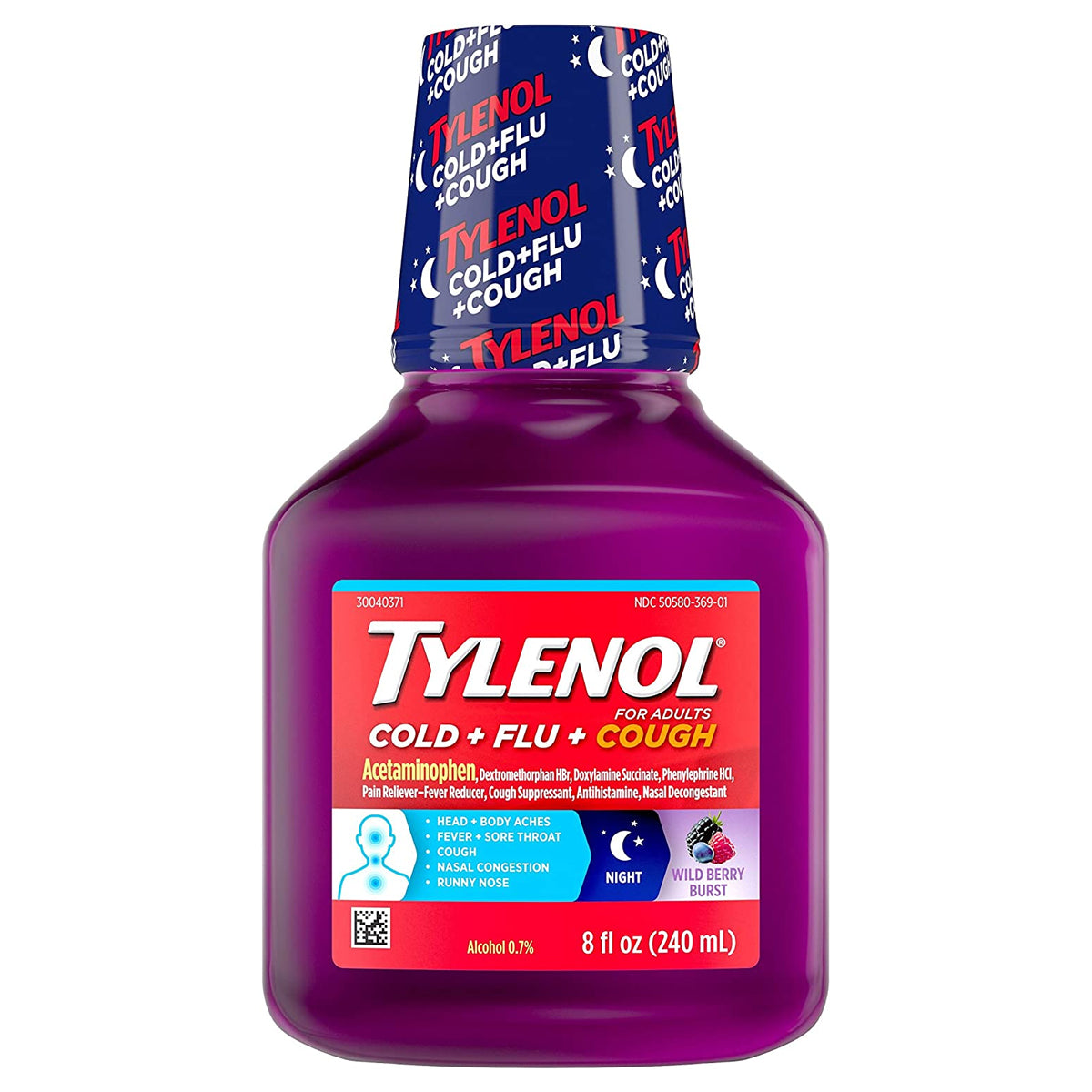 Cold + Flu+ Cough Night Wild Berry Liquid 8 fl oz