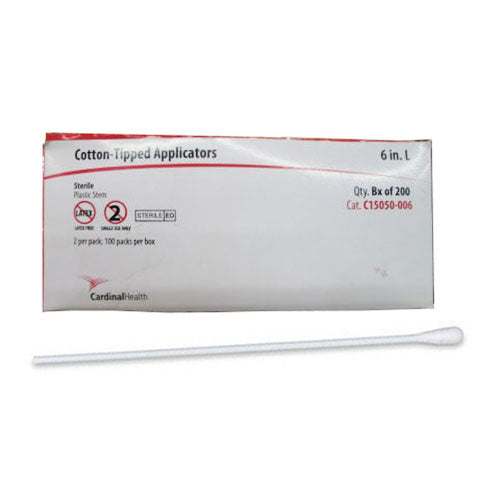Cardinal Health Sterile Cotton Tipped Applicator with Plastic Shaft, 6" (Case of 1000)