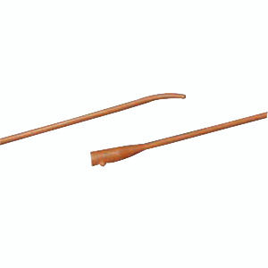 Coude Tiemann Two-Eye Latex Catheter 18 Fr 16" (Case of 12)