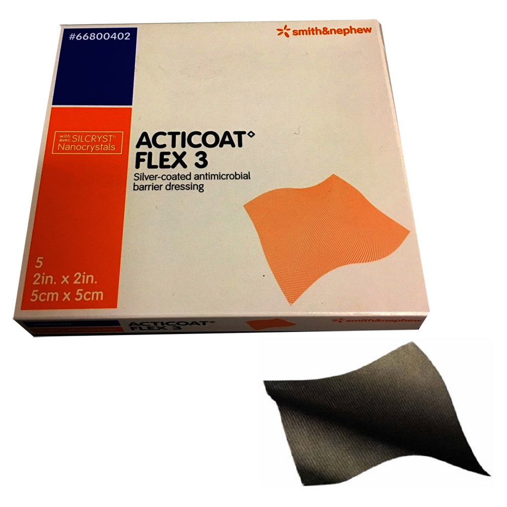 ACTICOAT Flex 3 Antimicrobial Barrier Dressing with Silcryst Nanocrystals, 2" x 2"