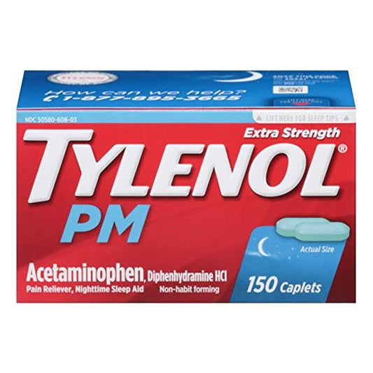 Tylenol PM Extra Strength Pain Reliever/Nighttime Sleep-Aid Caplets, 150 ct
