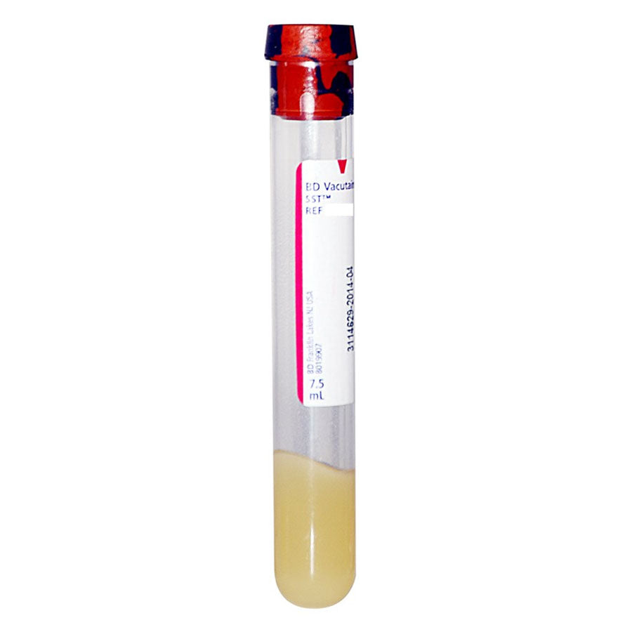 Vacutainer Plus Plastic Serum Tube with Red/Gray Conventional Closure, 8-1/2 mL, 16 mm x 100 mm (Box of 100)