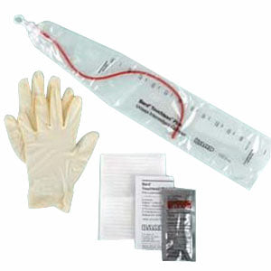 TOUCHLESS Plus Unisex Red Rubber Intermittent Catheter Kit 12 Fr 1100 mL (Case of 50)