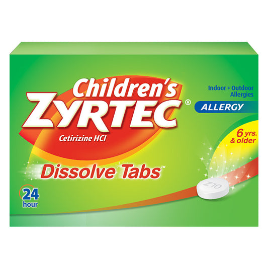 Children's Zyrtec Allergy Dissolve Tablets, Citrus Flavored, 12 Count