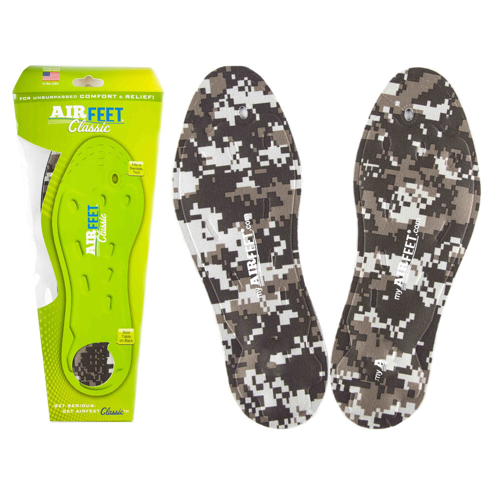 AIRfeet CLASSIC CAMO, Active Arch Support Orthotic Insoles, Size 1M, 7 to 8 Male, 8 to 9 Female, Pair
